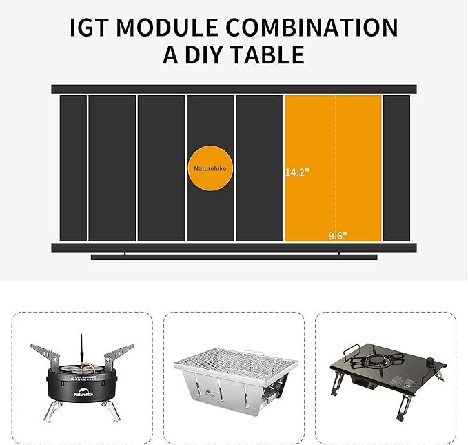 IGT Modular Camping Table FoldableUltralight, Portable Aluminum Camp Table
