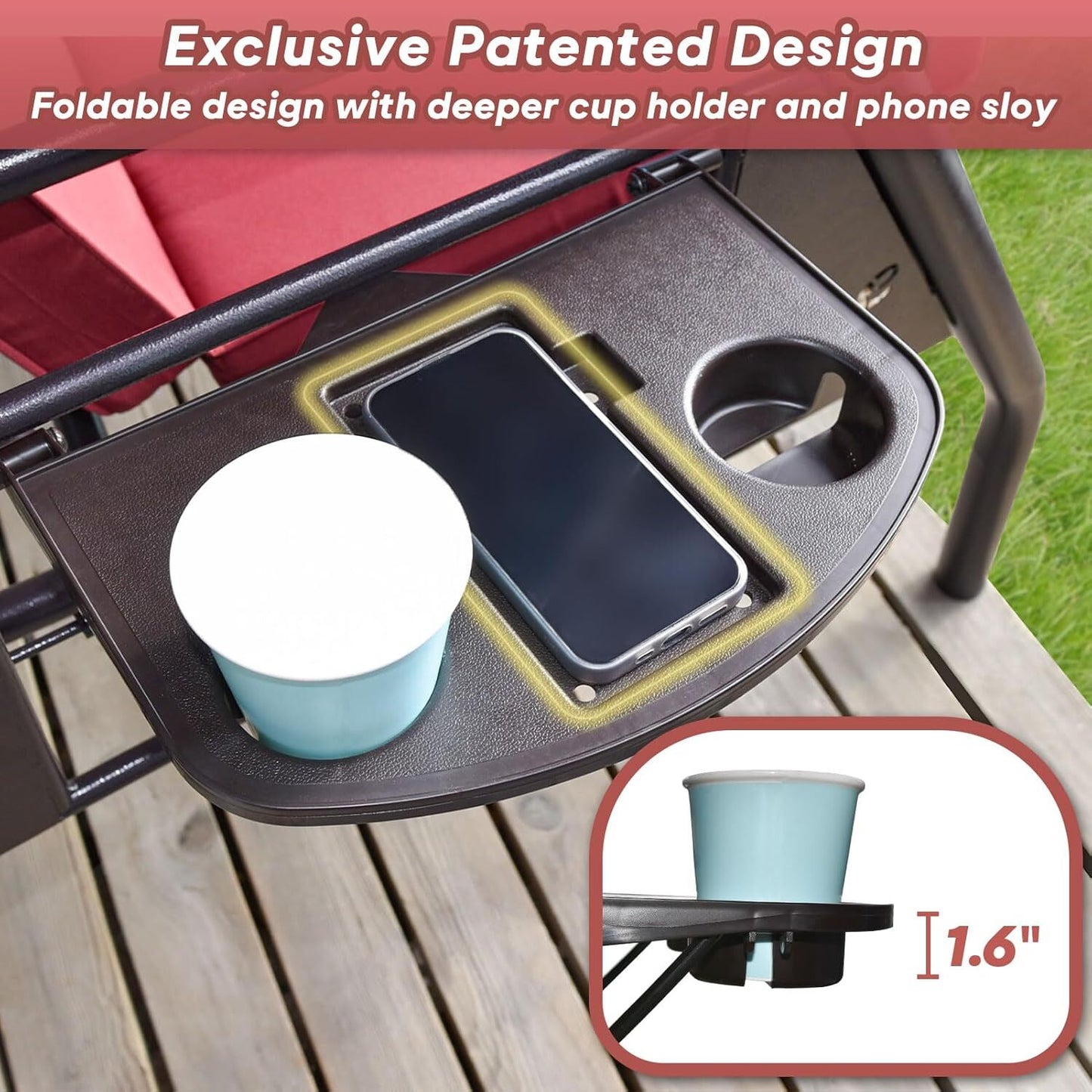 3 Seat Outdoor Porch Patio Swing with Stand 800lbs 2-in-1 Convertible Swing Bed