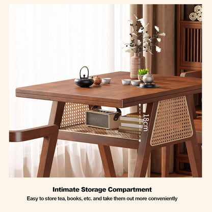 3-Piece Kitchen Dining Room Table Set, Rattan Dining Room Table with 2 Chairs, Stackable Modern Bistro Table Set, Solid Wood Table Set for Dining Room,Patio,Apartment,Living Room,Log