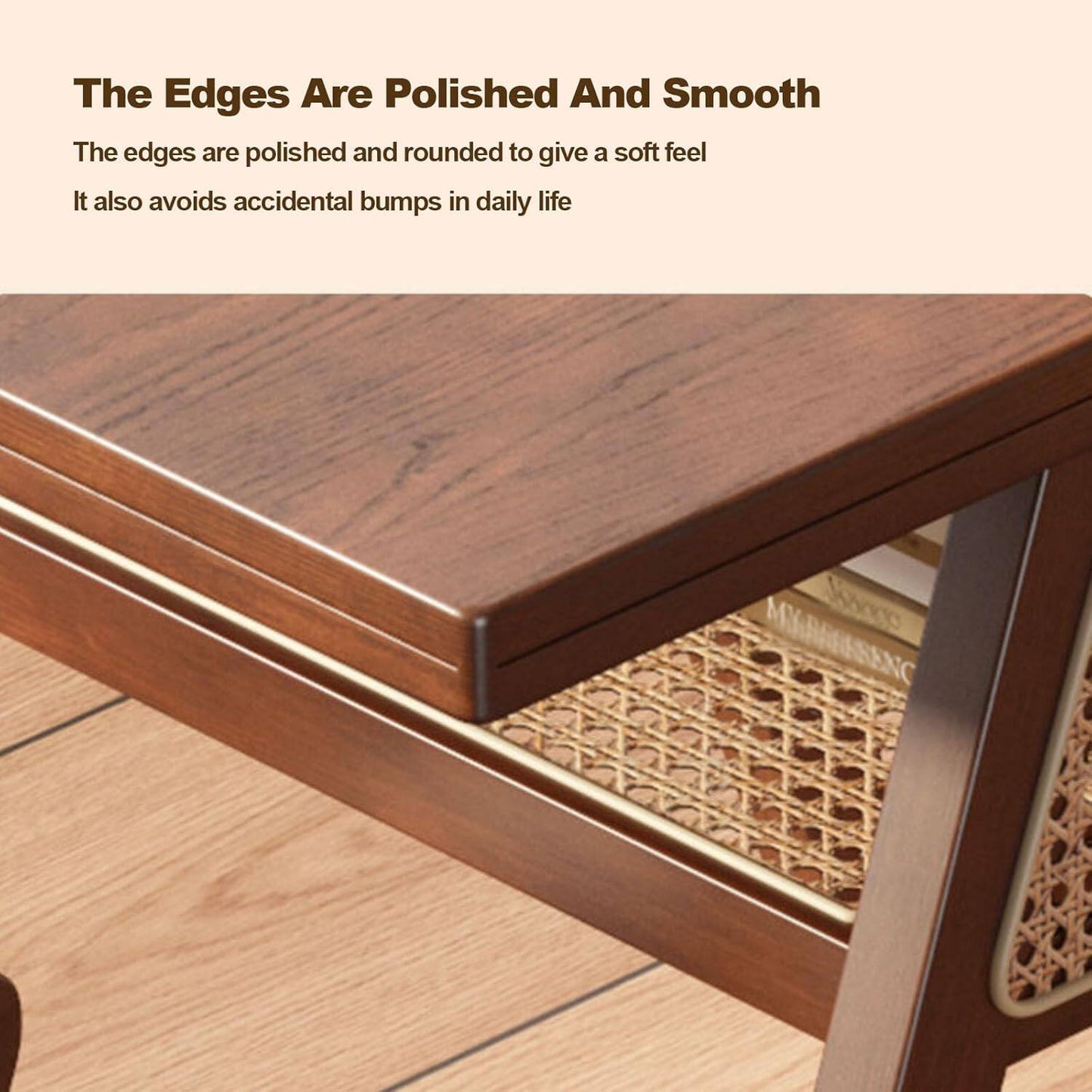 3-Piece Kitchen Dining Room Table Set, Rattan Dining Room Table with 2 Chairs, Stackable Modern Bistro Table Set, Solid Wood Table Set for Dining Room,Patio,Apartment,Living Room,Log