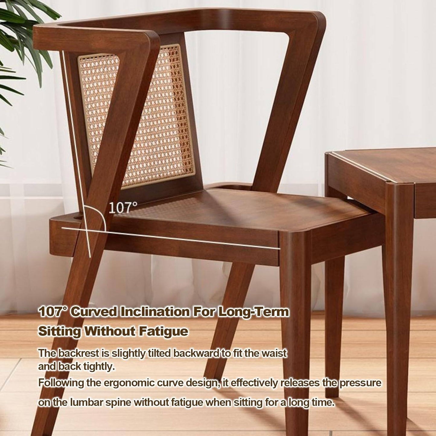 3-Piece Kitchen Dining Room Table Set, Rattan Dining Room Table with 2 Chairs, Stackable Modern Bistro Table Set, Solid Wood Table Set for Dining Room,Patio,Apartment,Living Room,Log