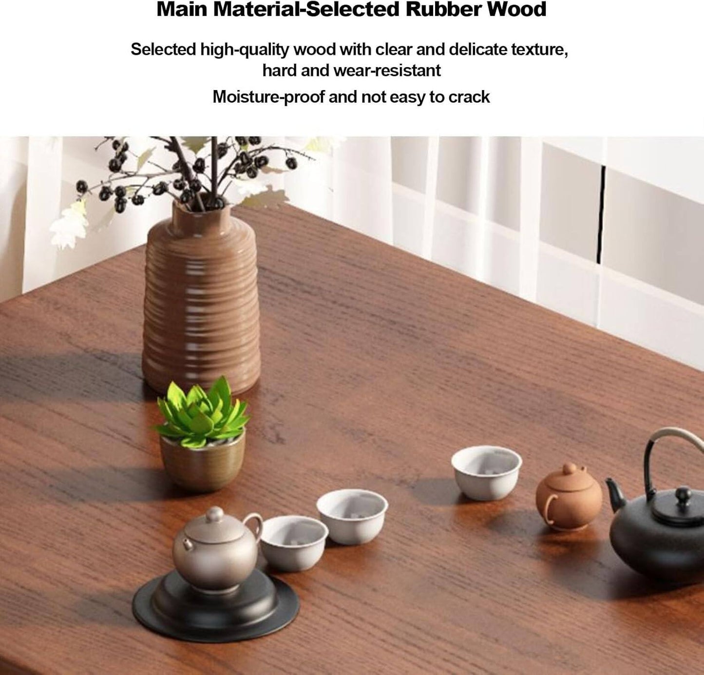 3-Piece Kitchen Dining Room Table Set, Rattan Dining Room Table with 2 Chairs, Stackable Modern Bistro Table Set, Solid Wood Table Set for Dining Room,Patio,Apartment,Living Room,Log